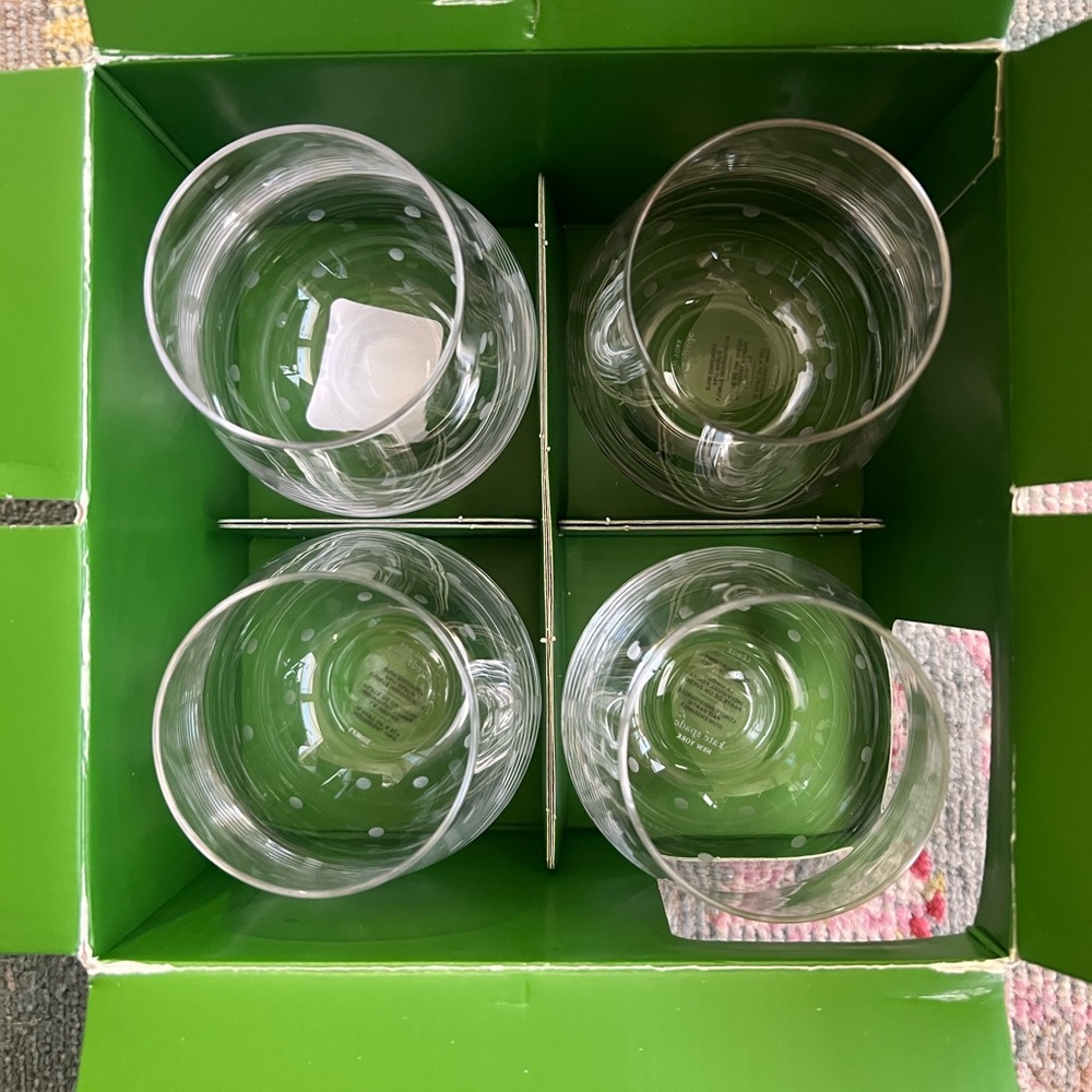 NEW Kate Spade Larabee Dot Stemless Wine Glass Set (4) - Picture 4 of 6